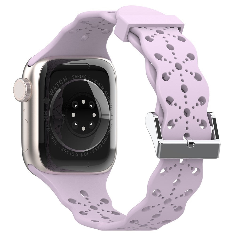 Super slidstærk Apple Watch Series 7 41mm Silikone Rem - Lilla#serie_10