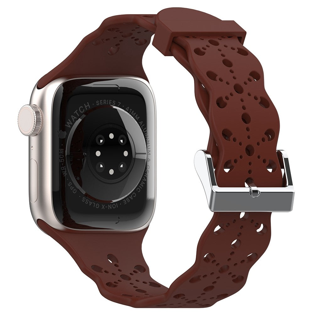 Super slidstærk Apple Watch Series 7 41mm Silikone Rem - Rød#serie_8