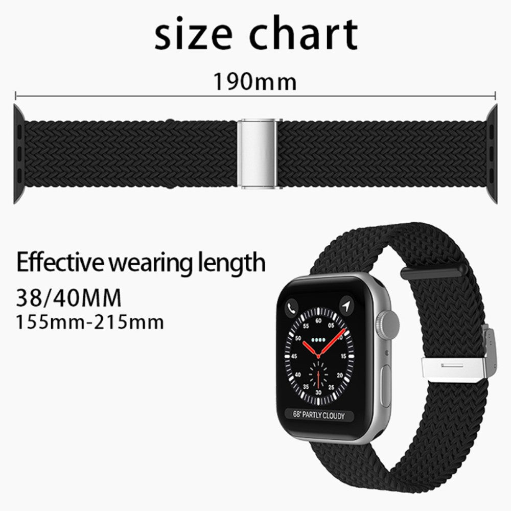 Helt vildt fantastisk Apple Watch Series 7 41mm Stof Urrem - Sort#serie_11