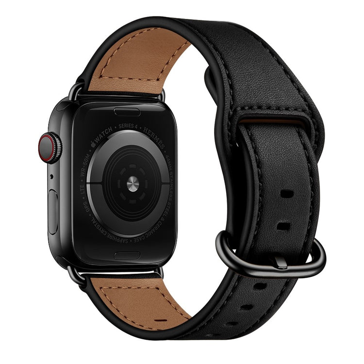 Vildt kønt Apple Watch Series 7 41mm Ægte læder Rem - Sort#serie_1