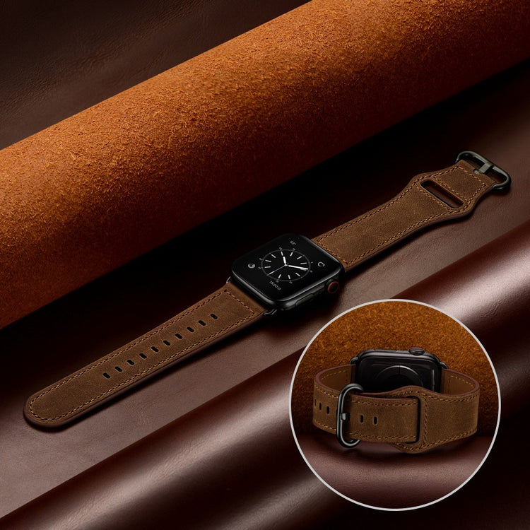 Fortrinligt Apple Watch Series 7 41mm Ægte læder Urrem - Brun#serie_4