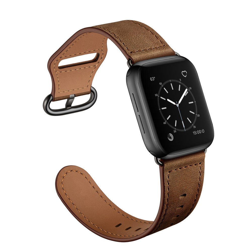 Fortrinligt Apple Watch Series 7 41mm Ægte læder Urrem - Brun#serie_4