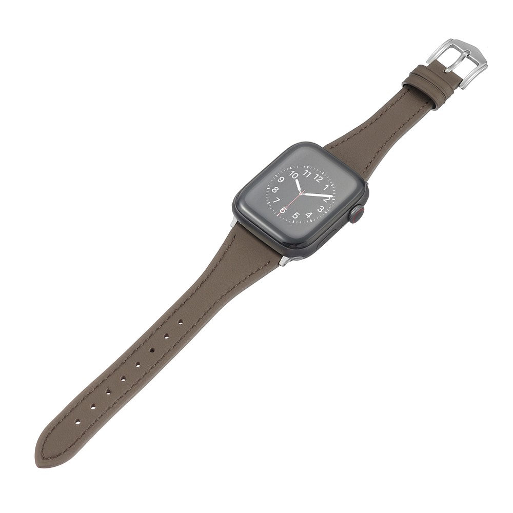 Flot Universal Apple Ægte læder Urrem - Sølv#serie_2