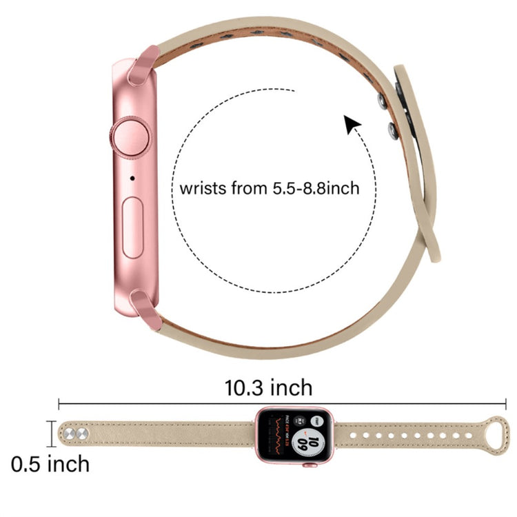 Mega godt Universal Apple Ægte læder Urrem - Beige#serie_3