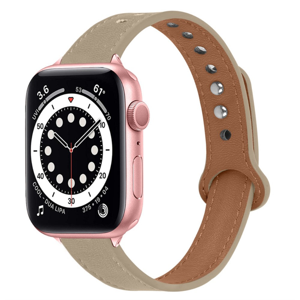 Smuk Universal Apple Ægte læder Urrem - Beige#serie_3