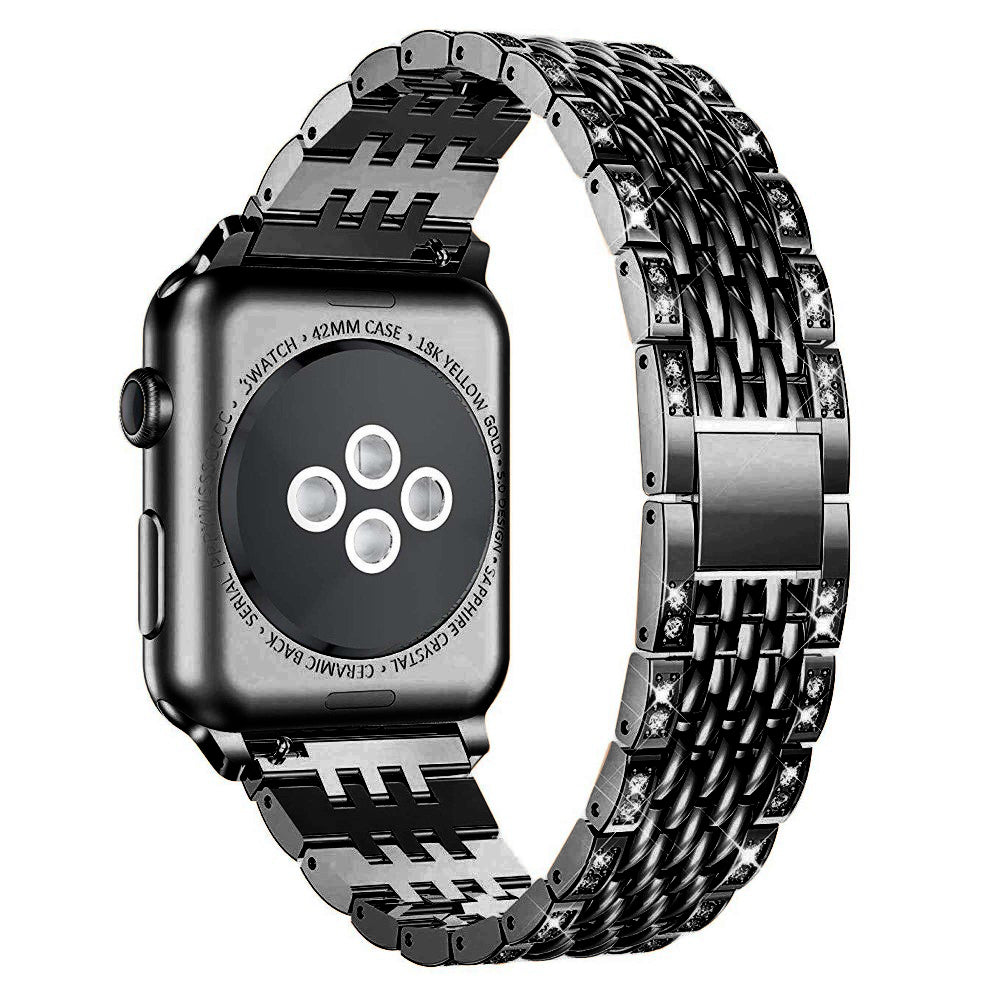 Vildt kønt Universal Apple Metal og Rhinsten Rem - Sort#serie_2
