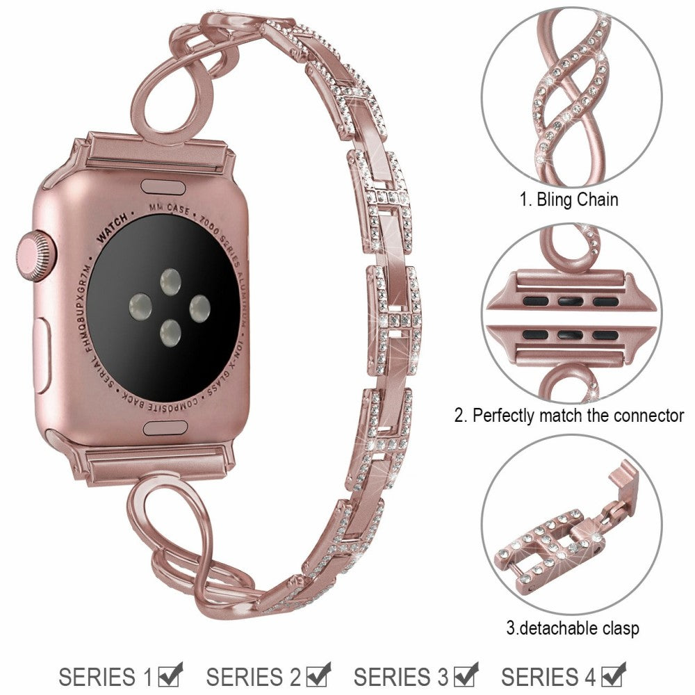 Helt vildt pænt Universal Apple Metal og Rhinsten Rem - Pink#serie_1