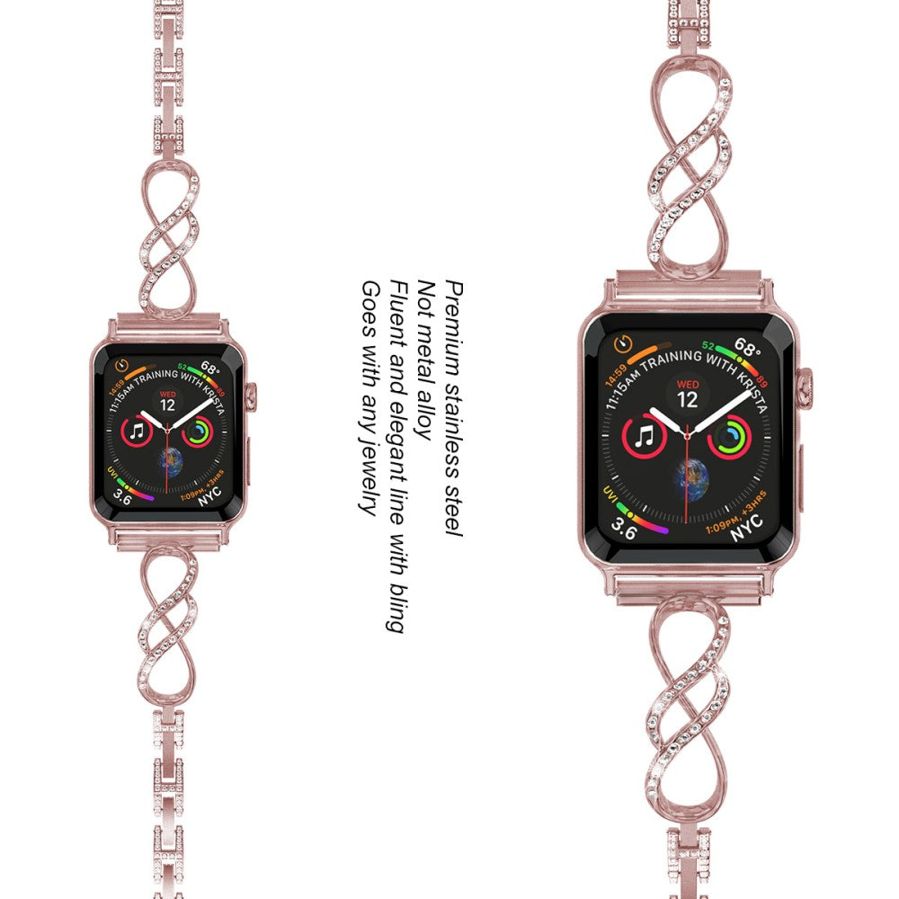 Helt vildt pænt Universal Apple Metal og Rhinsten Rem - Pink#serie_1