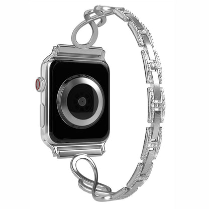 Helt vildt pænt Universal Apple Metal og Rhinsten Rem - Sølv#serie_5