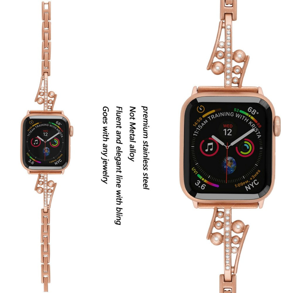 Helt vildt pænt Universal Apple Metal og Rhinsten Rem - Pink#serie_3