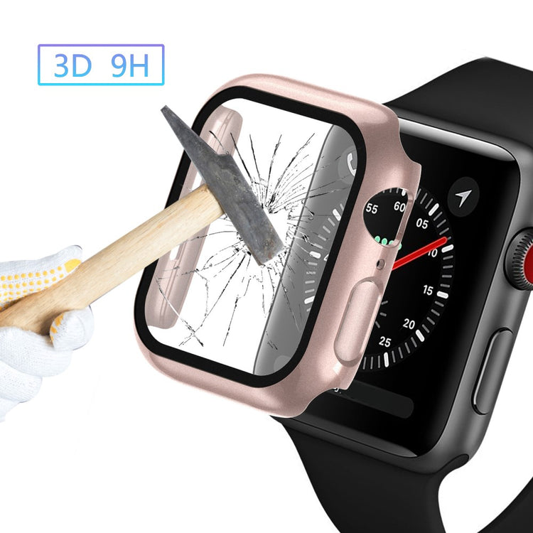 Vildt Godt Apple Watch Series 7 45mm Cover med Skærmbeskytter i Plastik og Hærdet Glas - Pink#serie_10