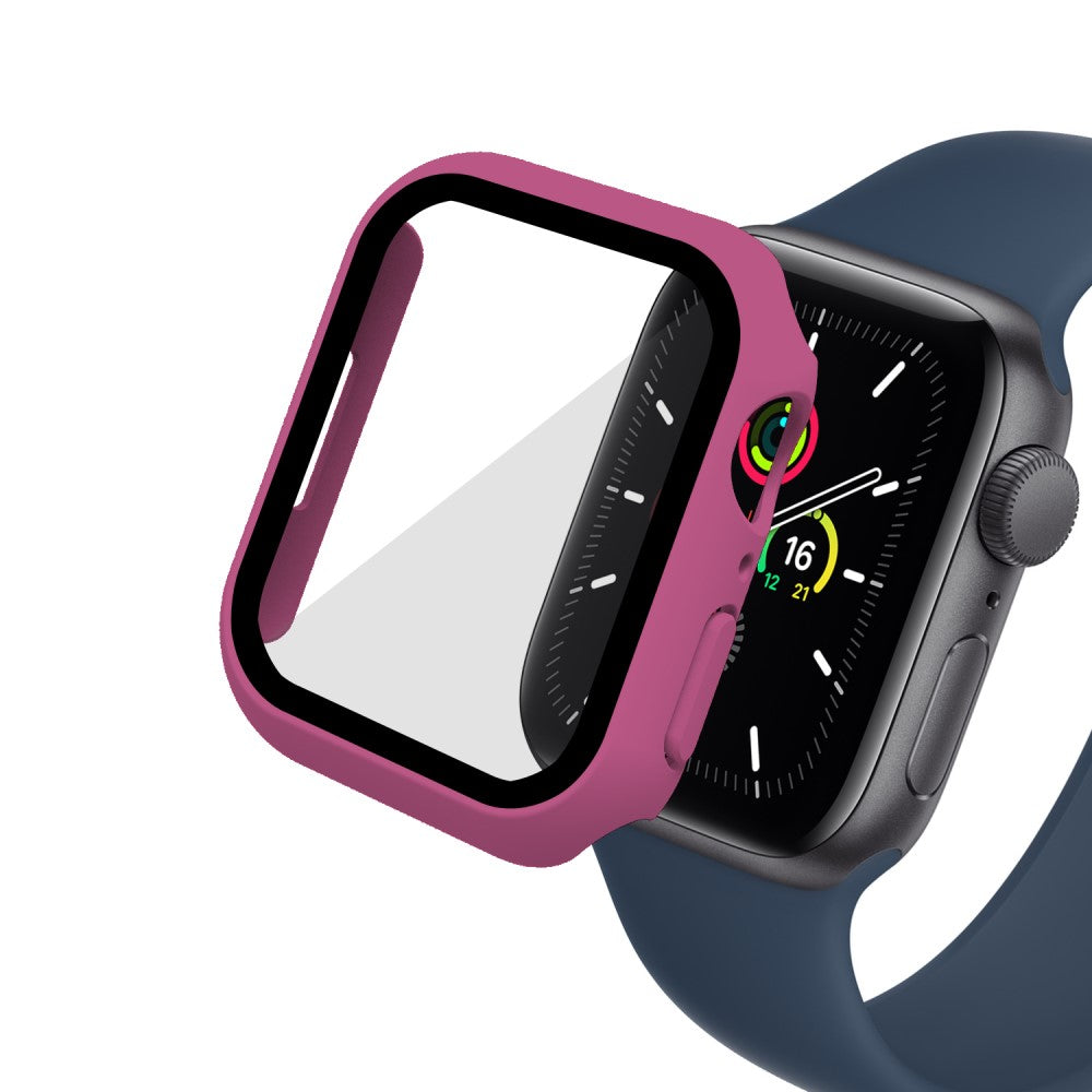 Vildt Godt Apple Watch Series 7 45mm Cover med Skærmbeskytter i Plastik og Hærdet Glas - Pink#serie_13