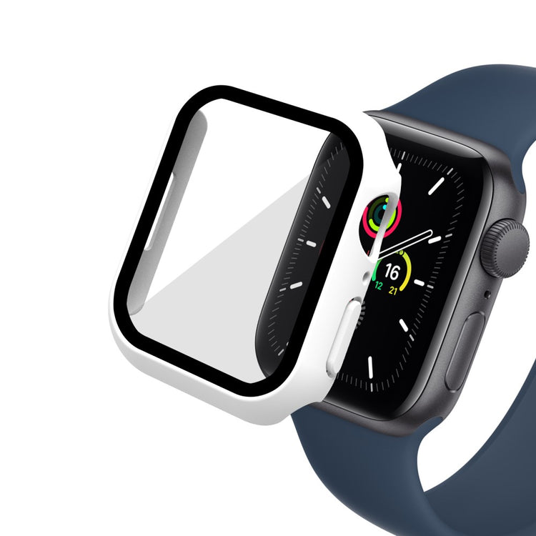 Vildt Godt Apple Watch Series 7 45mm Cover med Skærmbeskytter i Plastik og Hærdet Glas - Hvid#serie_2