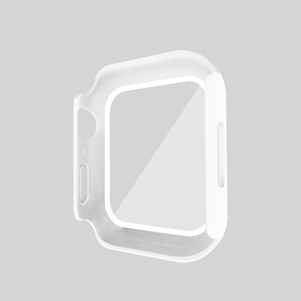 Vildt Godt Apple Watch Series 7 45mm Cover med Skærmbeskytter i Plastik og Hærdet Glas - Hvid#serie_3