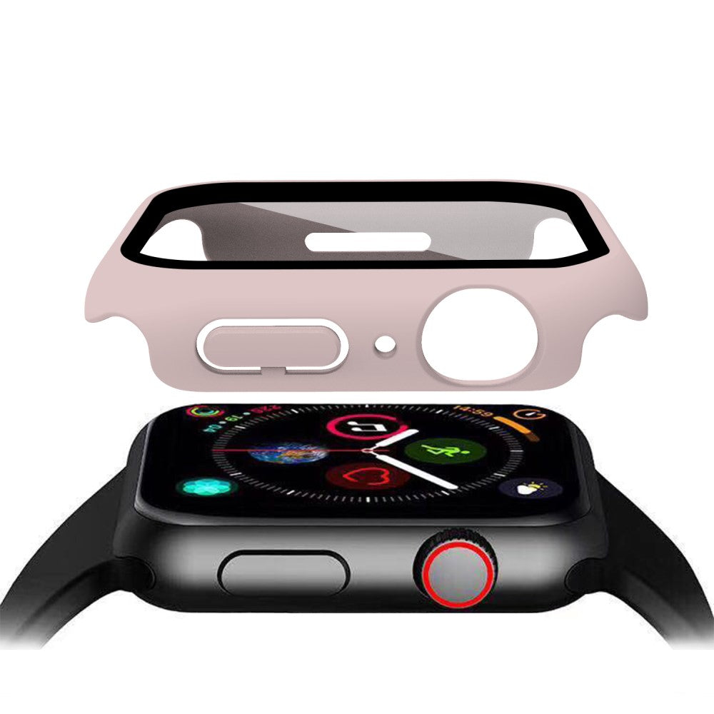 Vildt Godt Apple Watch Series 7 45mm Cover med Skærmbeskytter i Plastik og Hærdet Glas - Pink#serie_6