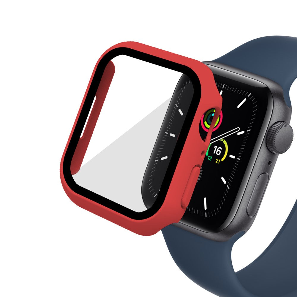 Vildt Godt Apple Watch Series 7 45mm Cover med Skærmbeskytter i Plastik og Hærdet Glas - Rød#serie_8