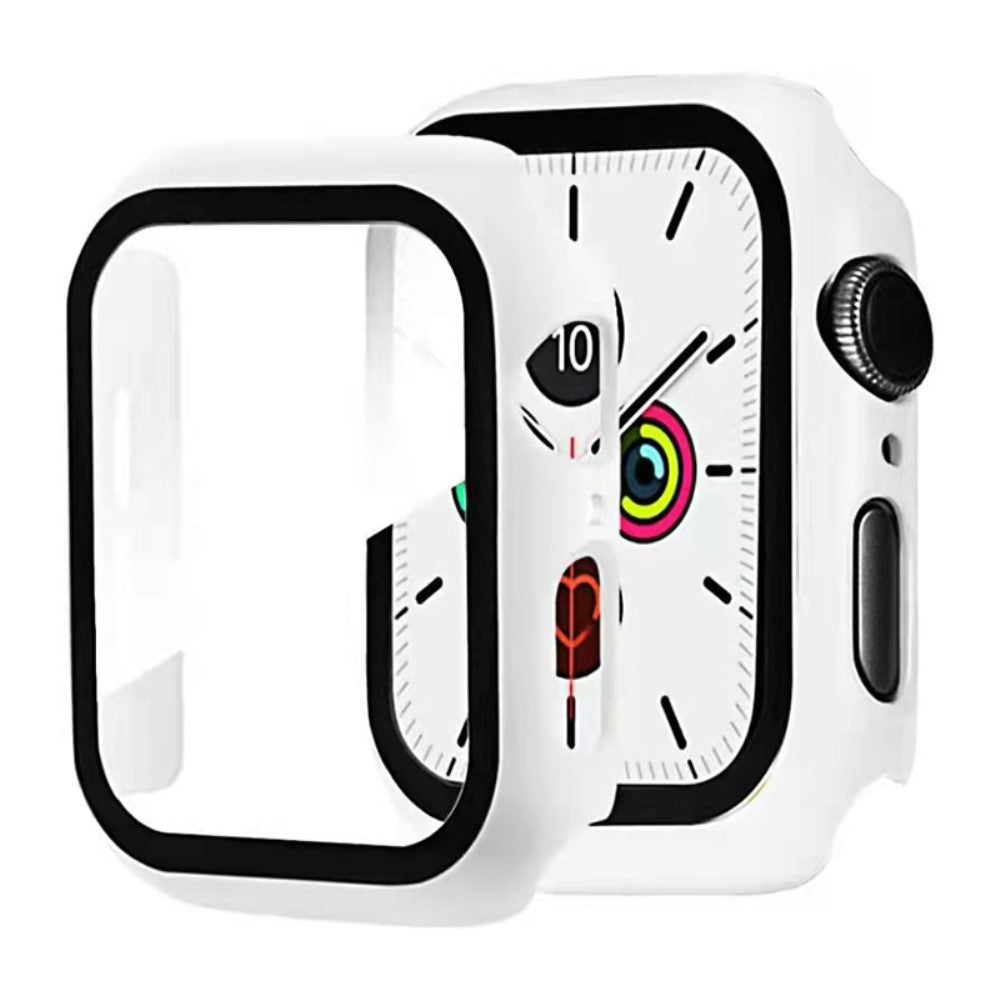 Super Godt Apple Watch Series 7 45mm Cover med Skærmbeskytter i Plastik og Hærdet Glas - Hvid#serie_2