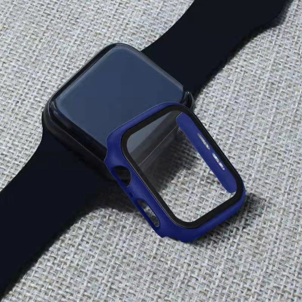 Super Godt Apple Watch Series 7 45mm Cover med Skærmbeskytter i Plastik og Hærdet Glas - Blå#serie_5