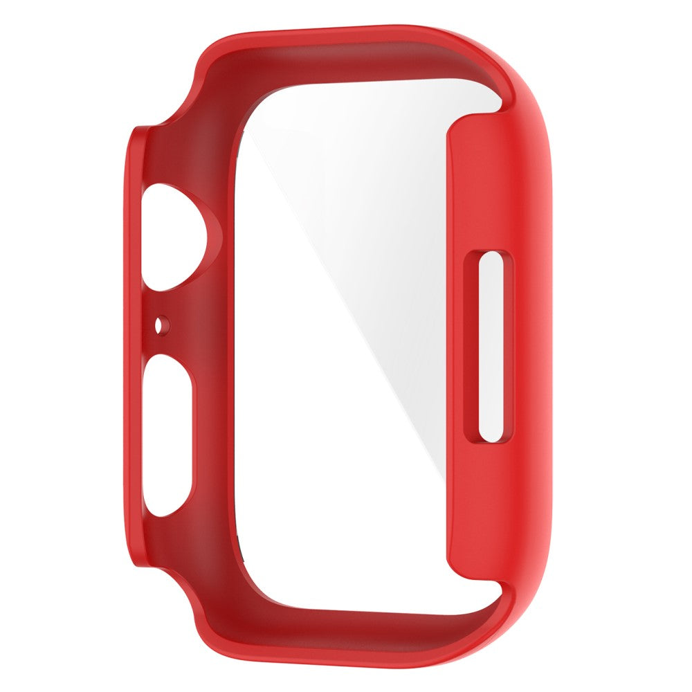 Fed Apple Watch Series 7 45mm Cover med Skærmbeskytter i Plastik og Hærdet Glas - Rød#serie_5