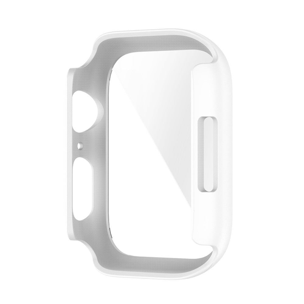 Beskyttende Apple Watch Series 7 45mm Cover med Skærmbeskytter i Plastik og Hærdet Glas - Hvid#serie_1