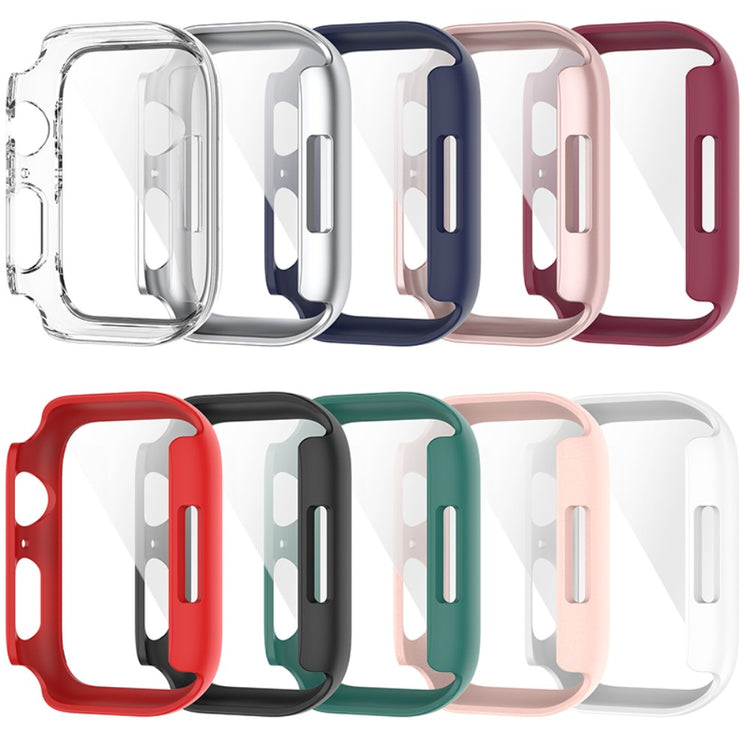 Beskyttende Apple Watch Series 7 45mm Cover med Skærmbeskytter i Plastik og Hærdet Glas - Sølv#serie_2