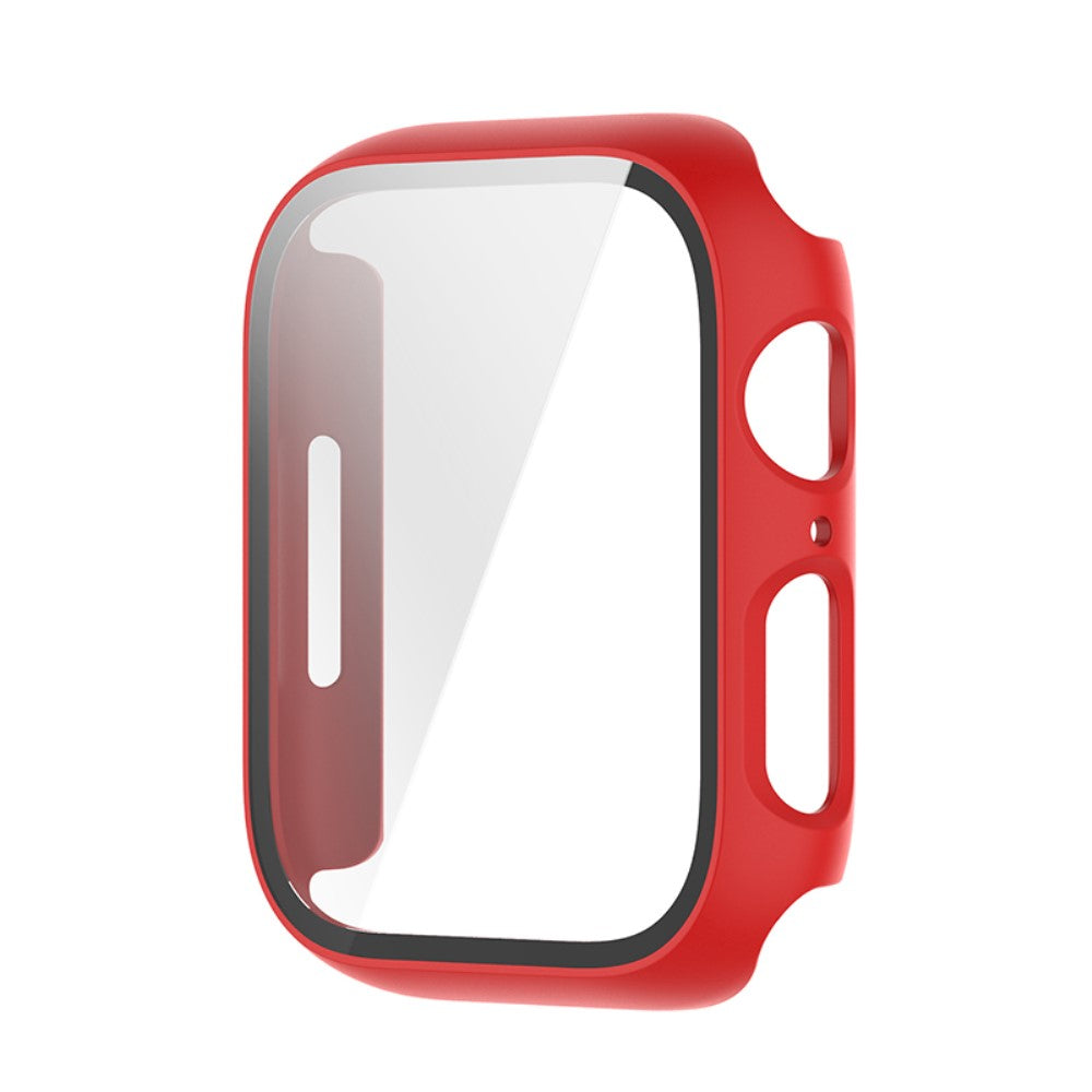 Beskyttende Apple Watch Series 7 45mm Cover med Skærmbeskytter i Plastik og Hærdet Glas - Rød#serie_6