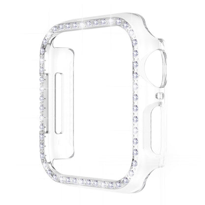 Fed Apple Watch Series 7 45mm Cover med Skærmbeskytter i Plastik og Rhinsten - Gennemsigtig#serie_3