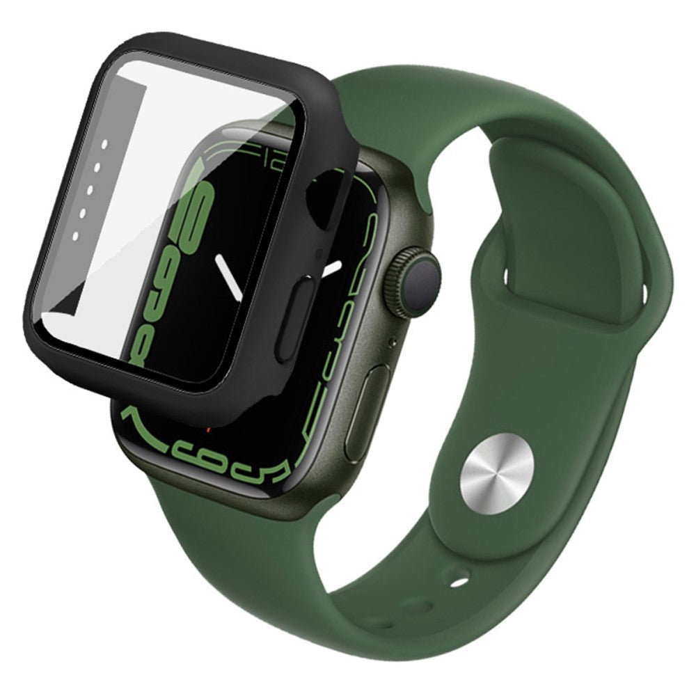 Rigtigt Flot Apple Watch Series 7 45mm Cover med Skærmbeskytter i Plastik og Hærdet Glas - Gennemsigtig#serie_2