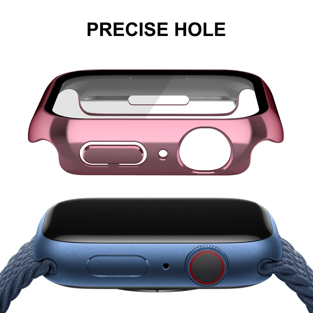 Rigtigt Fed Apple Watch Series 7 41mm Cover med Skærmbeskytter i Plastik og Hærdet Glas - Pink#serie_3