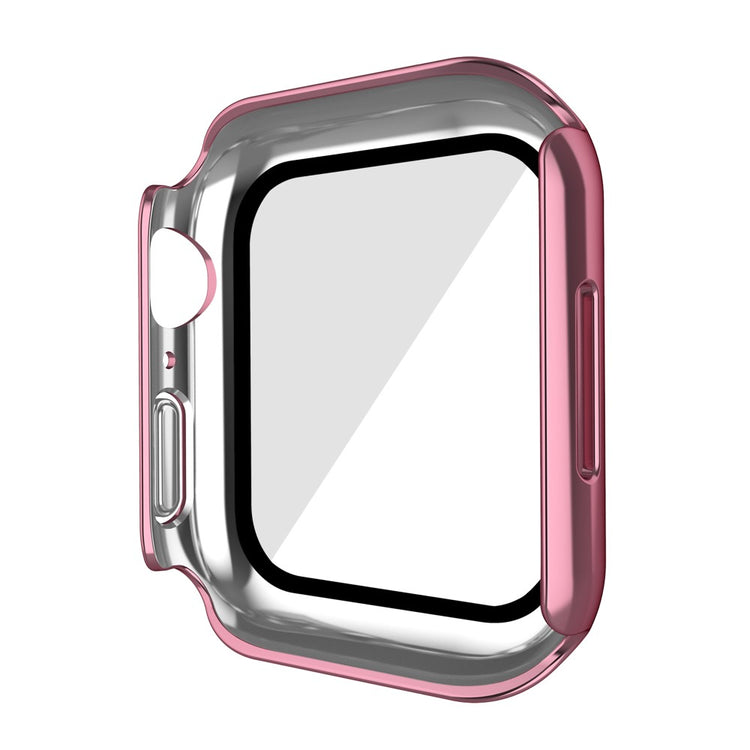 Super Pænt Apple Watch Series 7 45mm Cover med Skærmbeskytter i Plastik og Hærdet Glas - Pink#serie_3