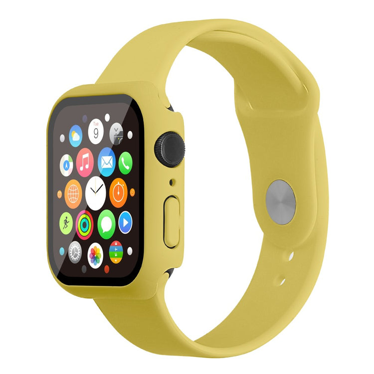 Apple Watch Series 7 45mm Silikone Rem med Cover og Hærdet Glas - Gul#serie_20