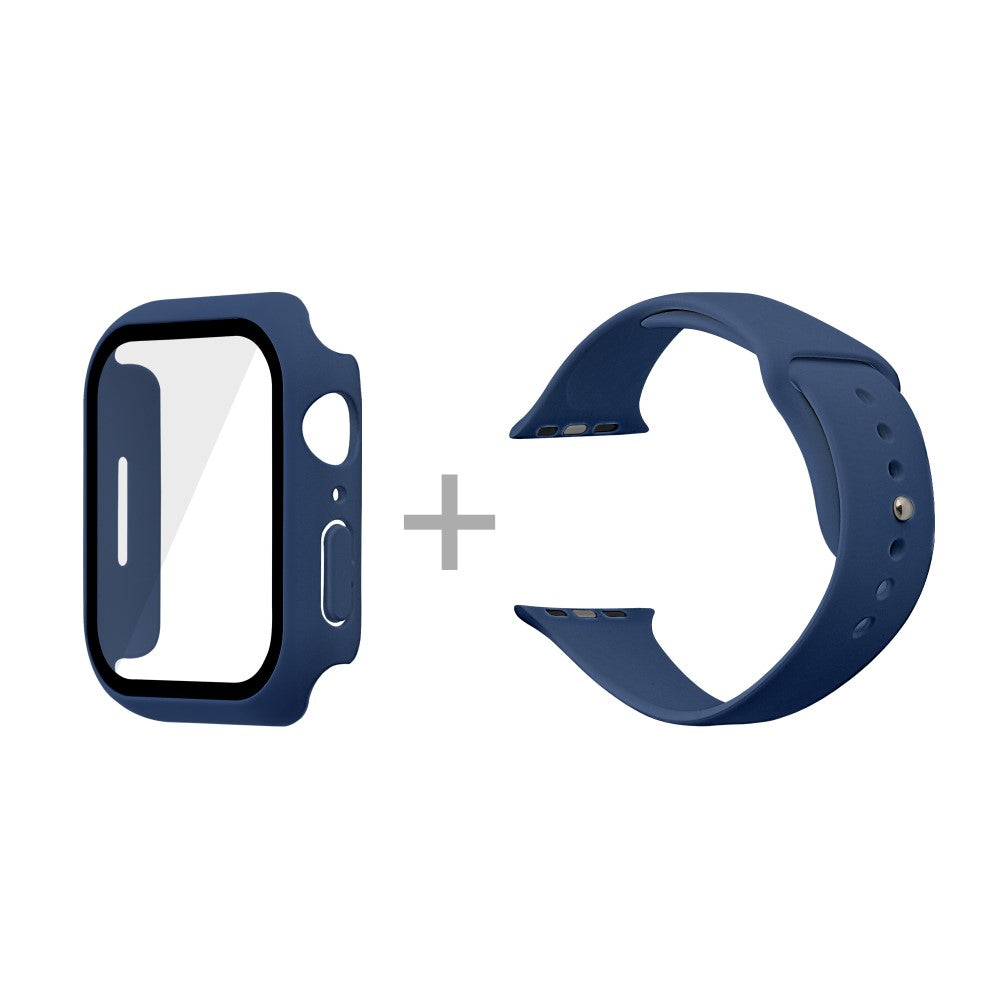 Apple Watch Series 7 45mm Silikone Rem med Cover og Hærdet Glas - Blå#serie_24