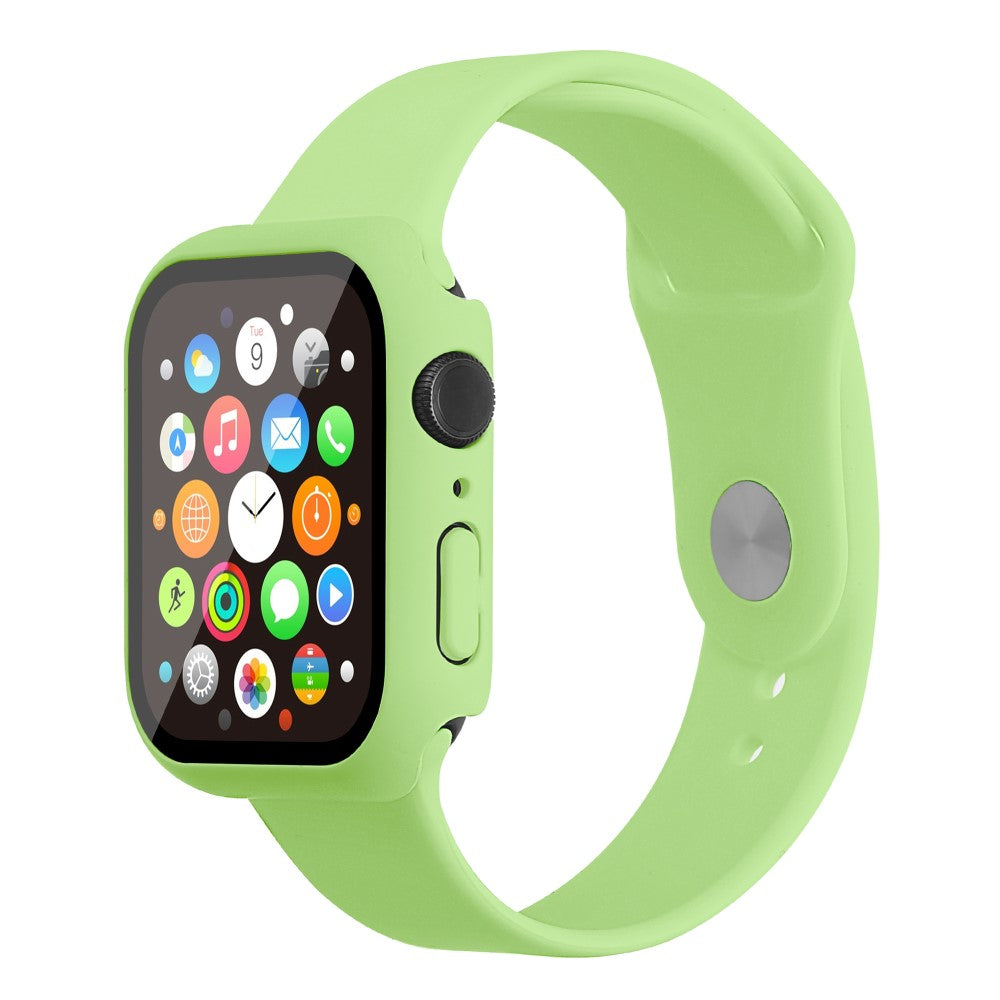 Apple Watch Series 7 45mm Silikone Rem med Cover og Hærdet Glas - Grøn#serie_25