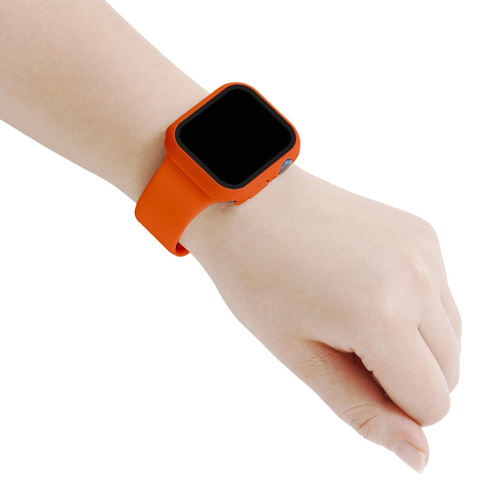 Apple Watch Series 7 45mm Silikone Rem med Cover og Hærdet Glas - Orange#serie_26