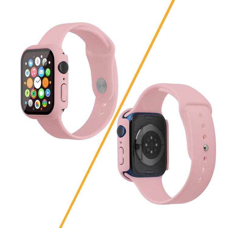 Apple Watch Series 7 45mm Silikone Rem med Cover og Hærdet Glas - Pink#serie_6