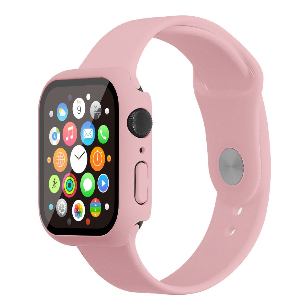 Apple Watch Series 7 45mm Silikone Rem med Cover og Hærdet Glas - Pink#serie_6