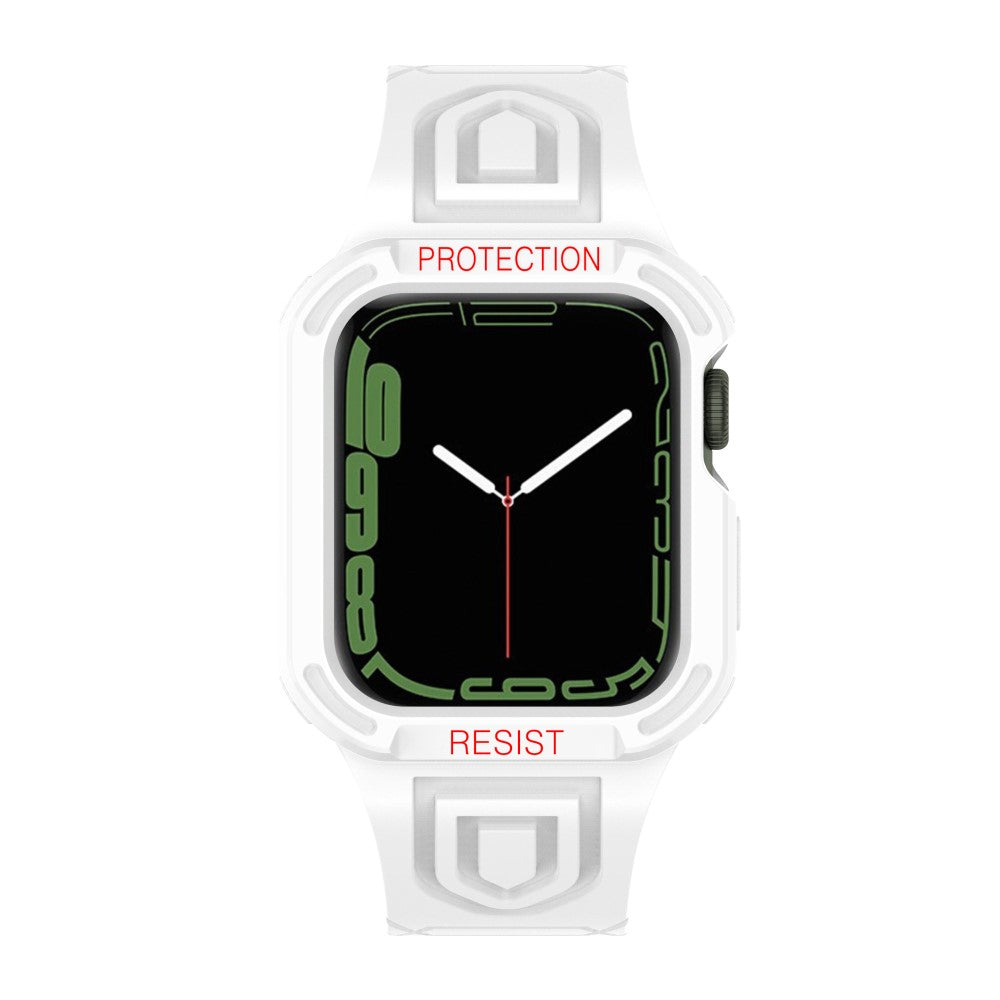 Apple Watch Series 7 45mm Plastik Rem med Etui - Hvid#serie_14