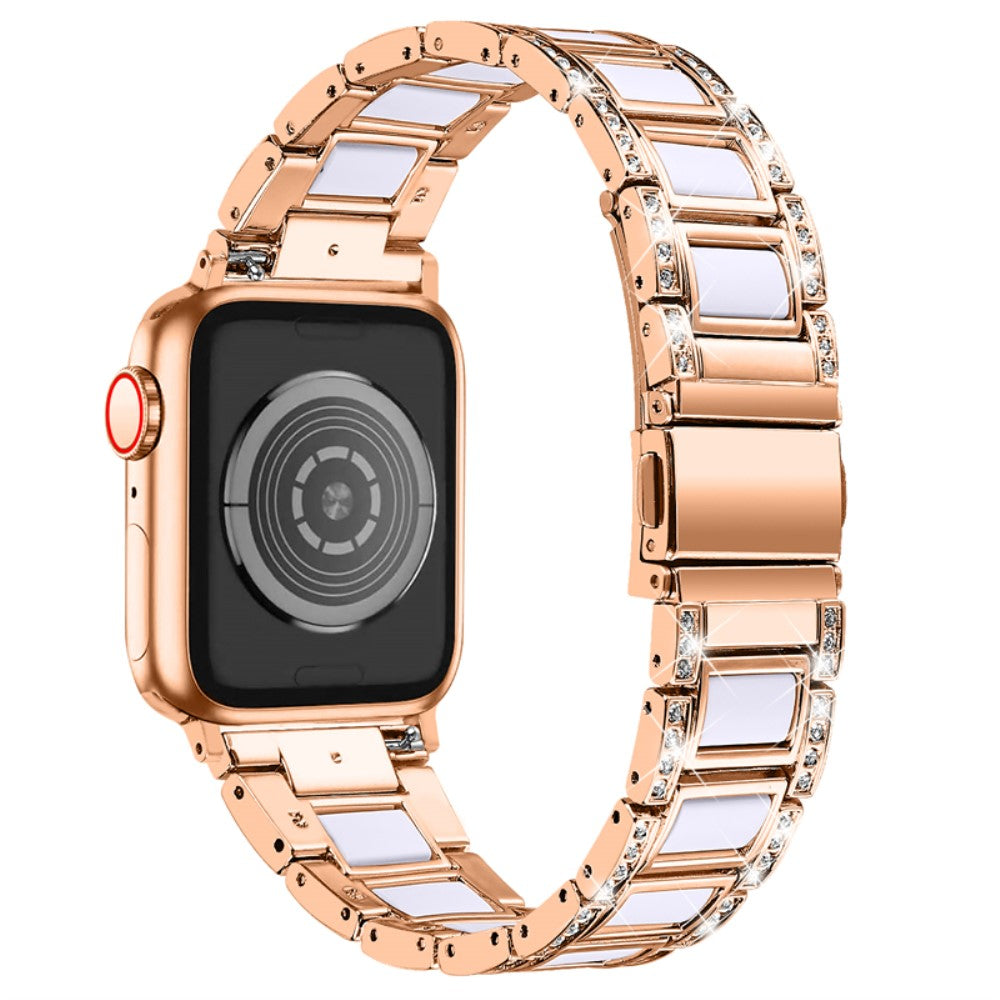 Mega sejt Apple Watch Series 7 45mm Metal og Rhinsten Rem - Pink#serie_10