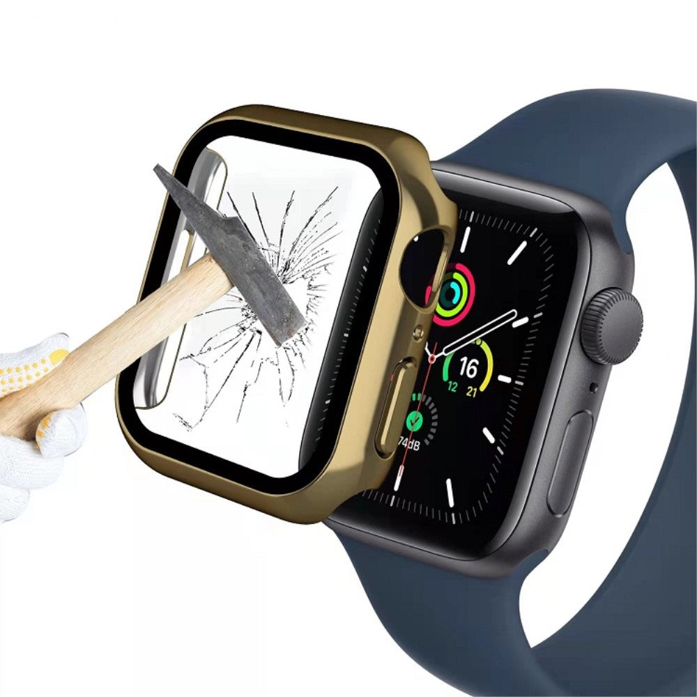 Fint Apple Watch Series 7 45mm Cover med Skærmbeskytter i Plastik og Hærdet Glas - Sølv#serie_2