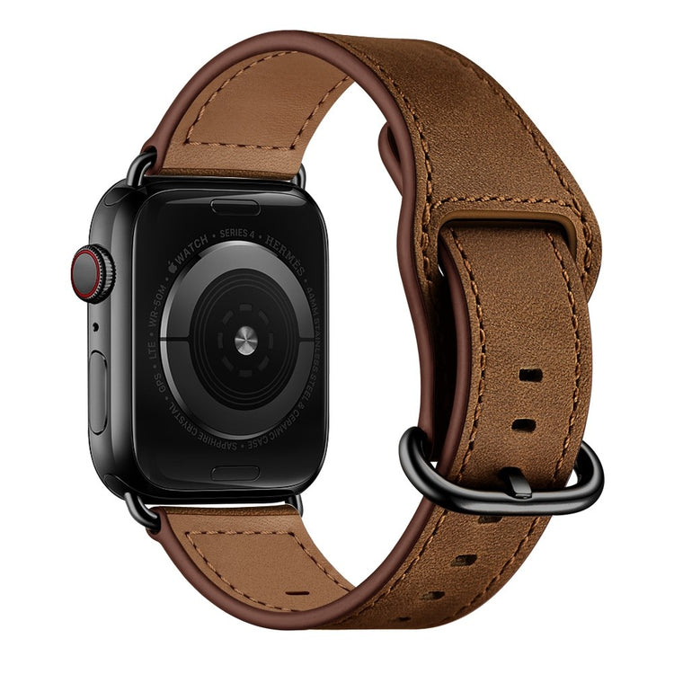 Super sejt Apple Watch Series 7 45mm Ægte læder Rem - Brun#serie_4