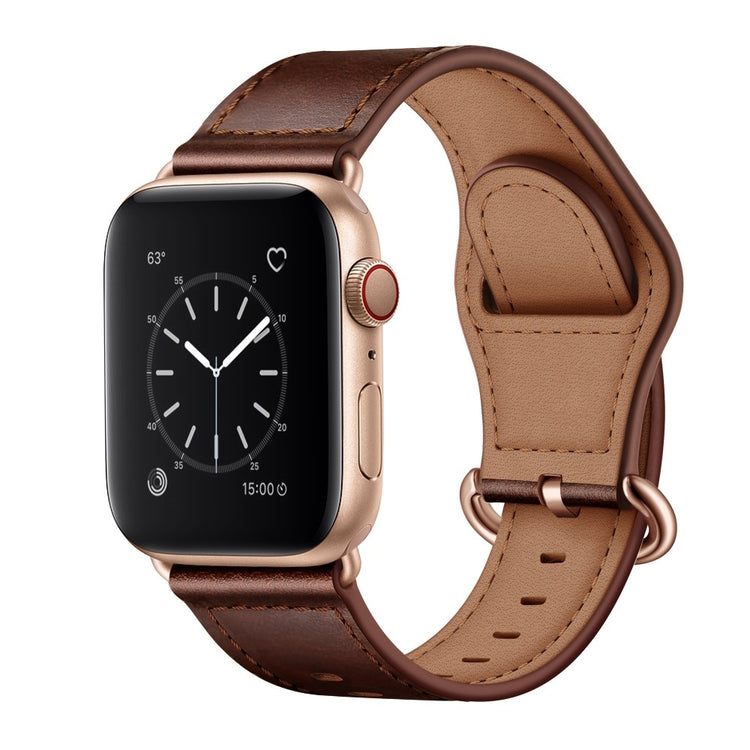 Helt vildt fed Apple Watch Series 7 45mm Ægte læder Urrem - Brun#serie_5