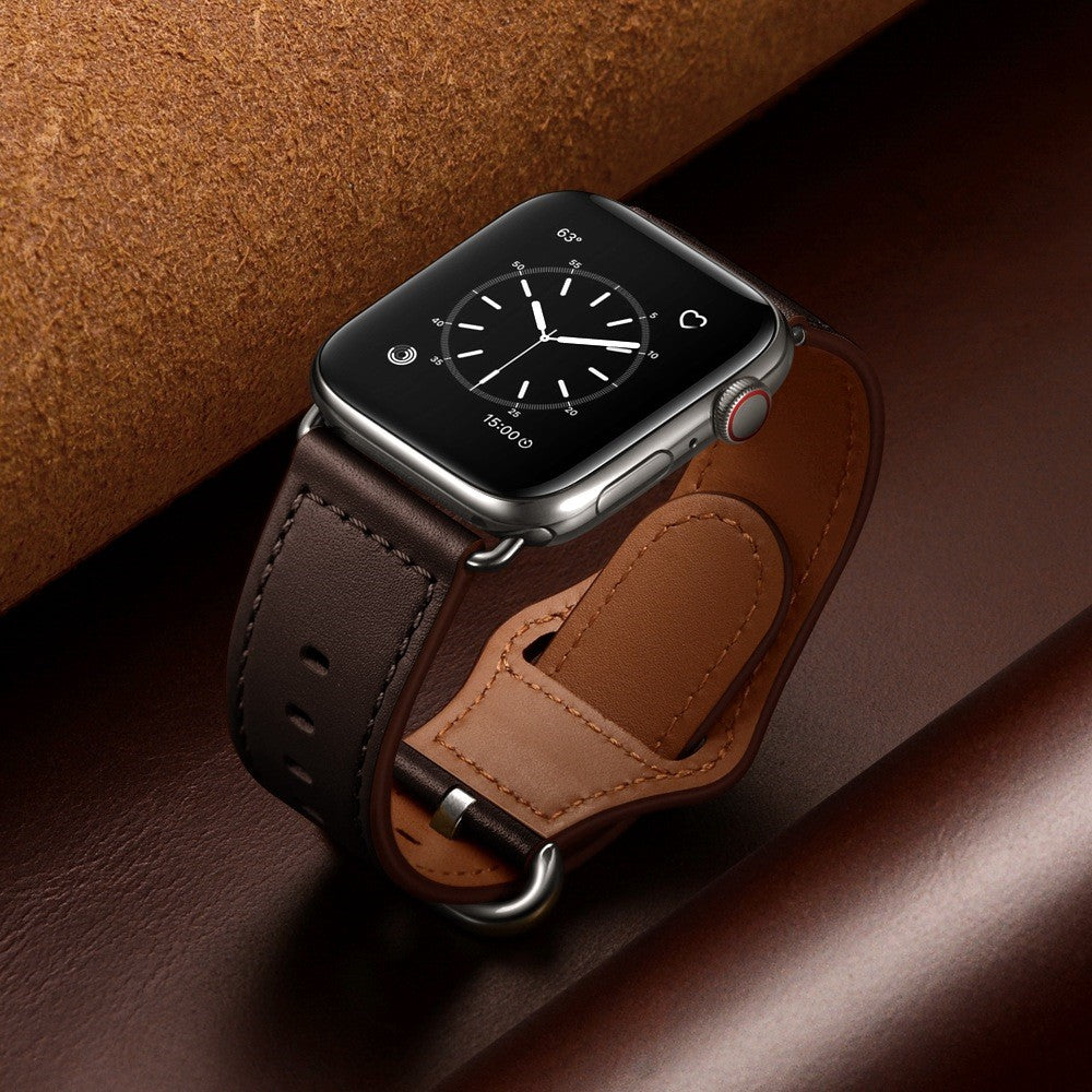 Helt vildt fed Apple Watch Series 7 45mm Ægte læder Urrem - Brun#serie_6