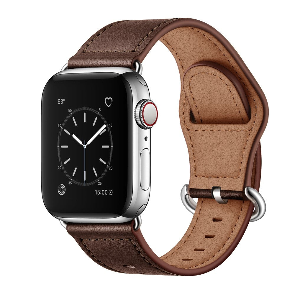 Helt vildt fed Apple Watch Series 7 45mm Ægte læder Urrem - Brun#serie_6