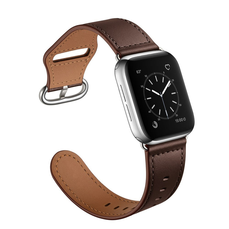 Helt vildt fed Apple Watch Series 7 45mm Ægte læder Urrem - Brun#serie_6