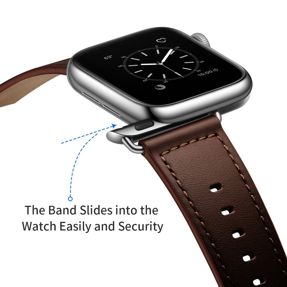 Helt vildt fed Apple Watch Series 7 45mm Ægte læder Urrem - Brun#serie_6