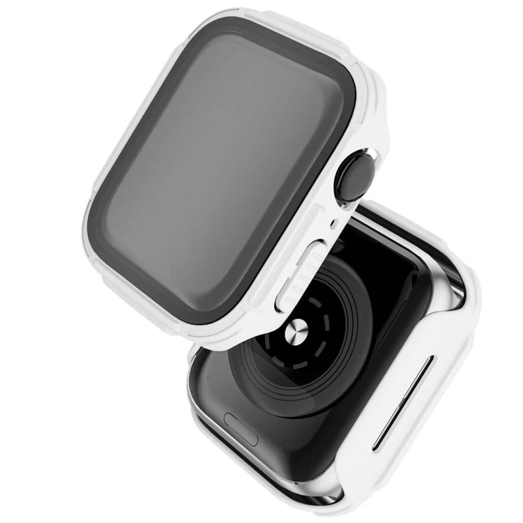 Rigtigt Fint Apple Watch Series 7 45mm Cover med Skærmbeskytter i Plastik og Hærdet Glas - Hvid#serie_2