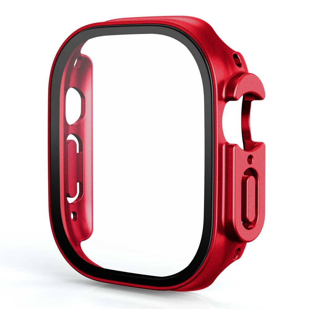 Beskyttende Apple Watch Ultra Cover med Skærmbeskytter i Plastik og Hærdet Glas - Rød#serie_15