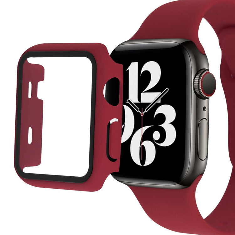 Flot Apple Watch Series 8 (41mm) / Apple Watch Series 7 41mm Cover med Skærmbeskytter i Plastik og Hærdet Glas - Rød#serie_3