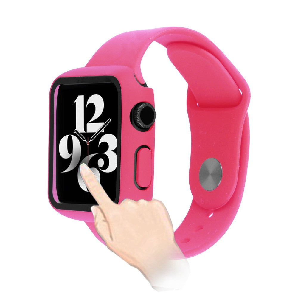 Apple Watch Series 8 (41mm) / Apple Watch Series 7 41mm Plastik Rem med Cover og Hærdet Glas - Pink#serie_14