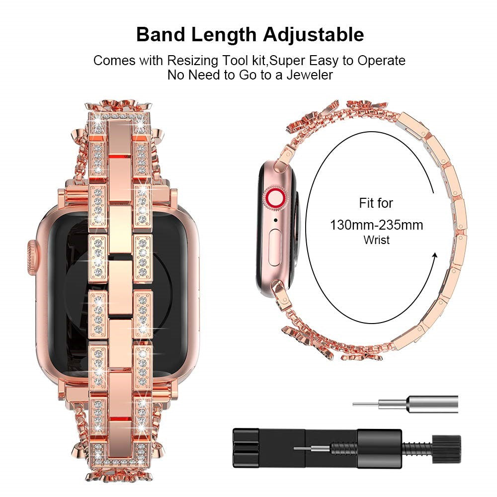 Eminent Metal Og Rhinsten Universal Rem passer til Apple Smartwatch - Pink#serie_1